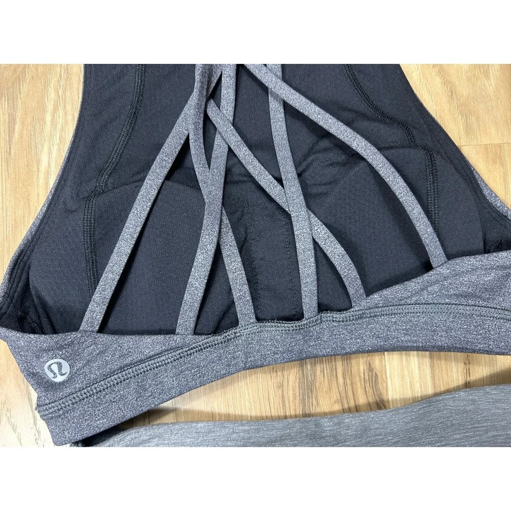 Lululemon Workout Set/3 Womens 4 Tank Top Sports Bra Capri Leggings Gym Athletic
